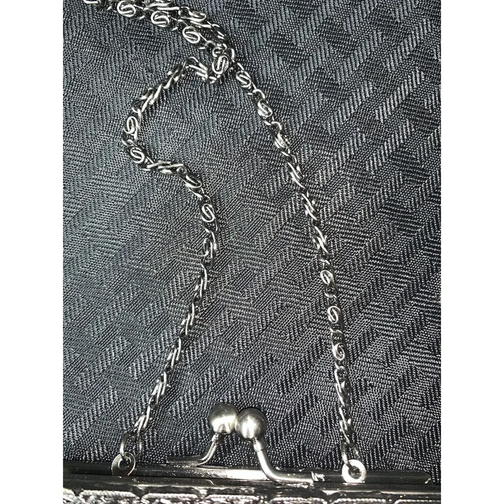 Purse Evening Bag Vintage Silver Embroidered Rhinestones Prom Wedding Formal - Picture 5 of 16